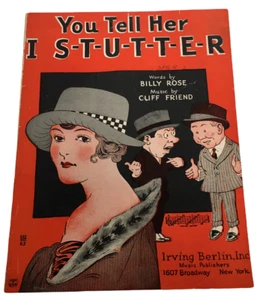 You Tell Her I Stutter Vintage Sheet Music Irving Berlin 1922 1920s Billy Rose - Picture 1 of 8
