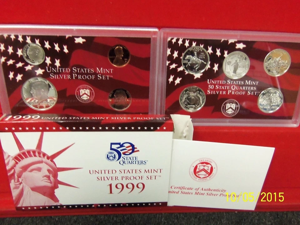 1999-S SILVER 9 Coin Proof Set ORIGINAL w/Box and COA - Image 1 of 1