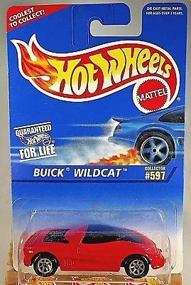 Tarjeta de coleccionista Hot Wheels 1995 azul/blanco #597 Buick Wildcat variante roja con 7 velocidades Foto 1 de 4
