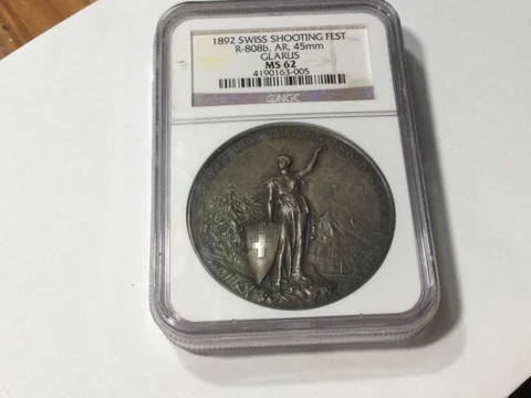 antique silver shooting thaler, 1892 Glarus Cover