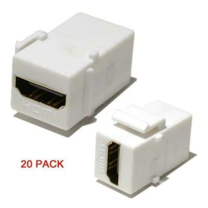White HDMI Connector Keystone Insert Jack Female to Female Adapter Coupler 20/pk - Picture 1 of 3