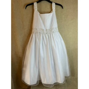 American Princess Girls Size XL White Flower Girls Dress Lace Beaded Formal - Picture 1 of 8