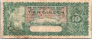 Curacao 10 Gulden 1939 Pick# 23 F-VF  - Picture 1 of 3