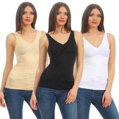 MATY FASHION 2er Set Damen Unterhemd Bauchweg Mieder Tank Top Formhemd Bodyformer Seamless