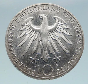 1988 F GERMANY Carl Zeiss Lens Genuine Antique Silver 10 Mark German Coin i86590 - Picture 1 of 3