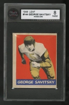 1949 LEAF ~ #144 ~ GEORGE SAVITSKY ~ PHILADELPHIA EAGLES ~ ROOKIE CARD ~ KSA 8 - Image 1 of 2