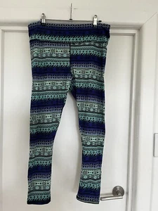 New! Women’s Blue & Green Aztec Print Gym tights Size XL (14) From Pure Hype - Picture 1 of 2
