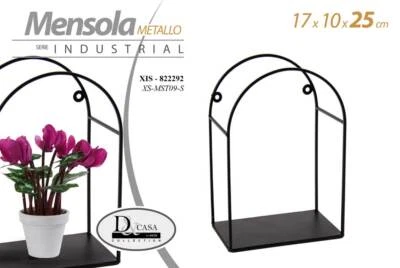 MENSOLA BACHECA ARCO PARETE SOSPESA METALLO CLASSICO MODERNO NERO 17*10*25CM - Immagine 1 di 2