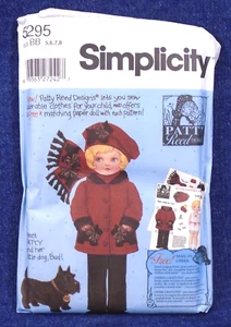 Simplicity Pattern 5295 Girls Scotty Dog Hat Jacket Pants Scarf Uncut 5-8 - Picture 1 of 3