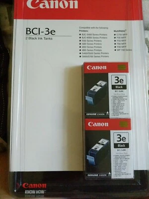 New Canon BCI-3e Two Black Ink Tanks Genuine Printer Cartridges 2003 - Image 1 of 2