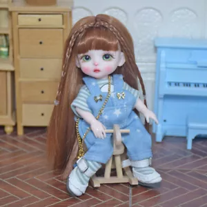 6 inch 1/8 Ball Jointed BJD Doll with 3D Blue Eyes Fashion Dress Assembled Toys - Picture 1 of 17
