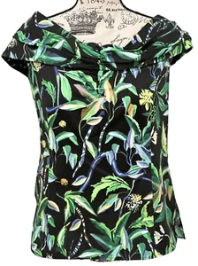 Jason Wu Black Multi Tropical Print Off Shoulder Top Blouse Women's Us 6 - Picture 1 of 8