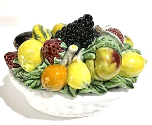 Rare Vintage Bordalo Pinheiro Fruit Basket Serving Dish Portugal 8"x6.5"x5" - Picture 1 of 11