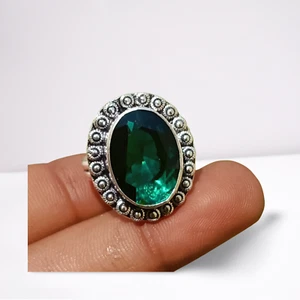 Faceted Topaz Gemstone Ring 925 Sterling Silver Plated Fashion Jewelry US SZ 8 " - Picture 1 of 6