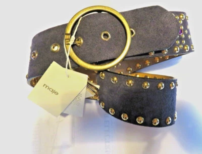 NUEVO CON ETIQUETAS NUEVO Cinturón Maje Multicolor GRIS CARBÓN GAMUZA Cristales Tachonado TALLA 27 XS 1008 Foto 1 de 4