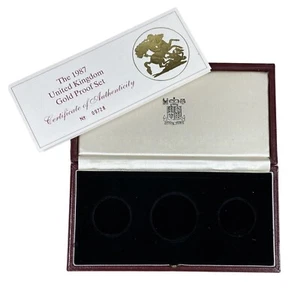 1987 United Kingdom 3 Coin Gold Proof Set Box & COA only Great Britain Sovereign - Picture 1 of 2