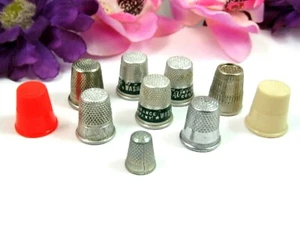 10 Vintage THIMBLES Lot Ad Washington National Insurance, Spain Metal Plastic - Picture 1 of 12