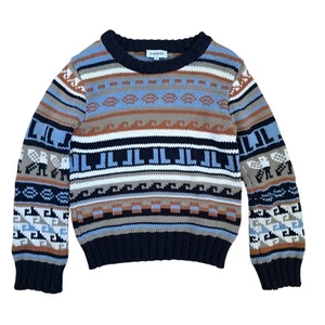 Lanvin Enfant Mini-me Jacquard Jumper Fair Isle Sweater 8yr Kids Cotton Cashmere - Picture 1 of 7
