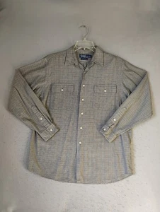 Camisa Polo Ralph Lauren Para Hombres Grande Gris Benford Mezcla Seda Pata de Gallo Abotonada - Imagen 1 de 8