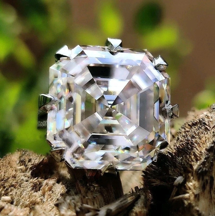 6.75 Ct Asscher Cut CVD Lab Grown Diamond Cocktail Engagement Ring In 925 Silver - Image 1 of 4