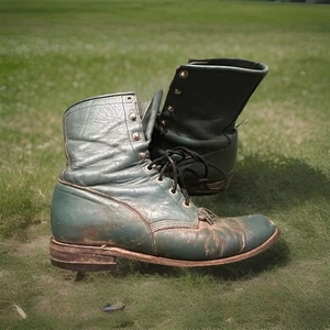 Vintage Justin grüne Leder Schnürstiefel Roper Cowboystiefel Größe 7,5B Stil LO524 - Bild 1 von 20