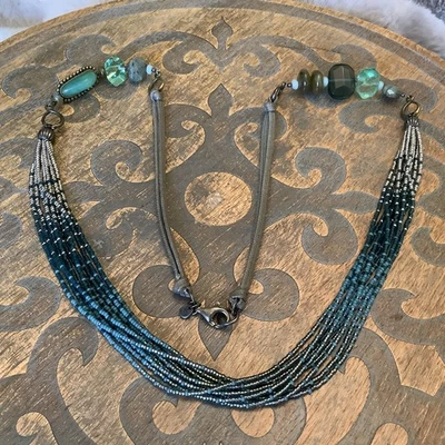 Silpada Sterling Silver Brass Chalcedony Labradorite Seed Bead Necklace N2069 - Image 1 of 4