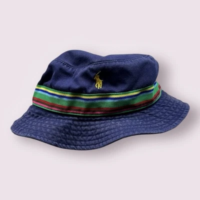 Винтажные мужские Polo Ralph Lauren мини пони в полоску ведро шляпа 90-х L/XL хип-хоп - Изображение 1 из 4