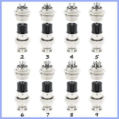 GX16 Aviation Plug + Socket Cable Connector Panel Mount 2-9 Pin 16mm Male Female - Image 1 of 4