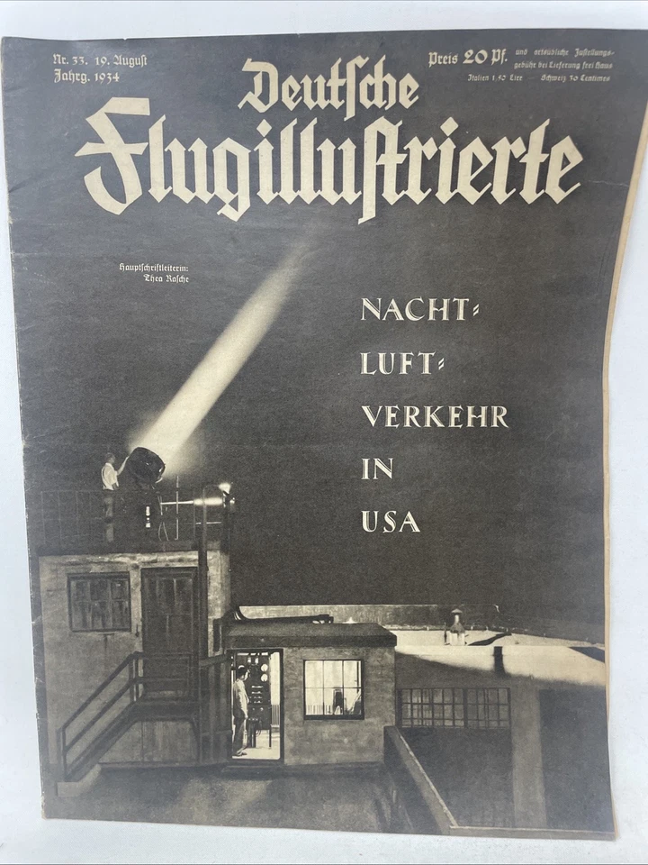 Deutsche Flugillustrierte Magazine 1934 Night Flying USA Wiley Post Winnie Mae - Image 1 of 4