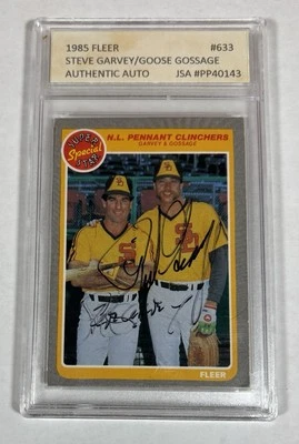 1985 Fleer GARVEY & GOSSAGE HOF SIGNED NL Penant Clinchers Baseball Card #633 - Image 1 of 2