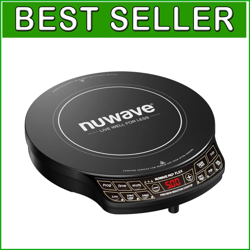 Precision Induction Cooktop: Portable 10.25” Ceramic Glass, 3 Wattage Levels - Image 1 of 4