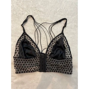VICTORIA'S SECRET Luxe Starburst Long Line Triangle Bralette Bra M Medium Black - Picture 1 of 9