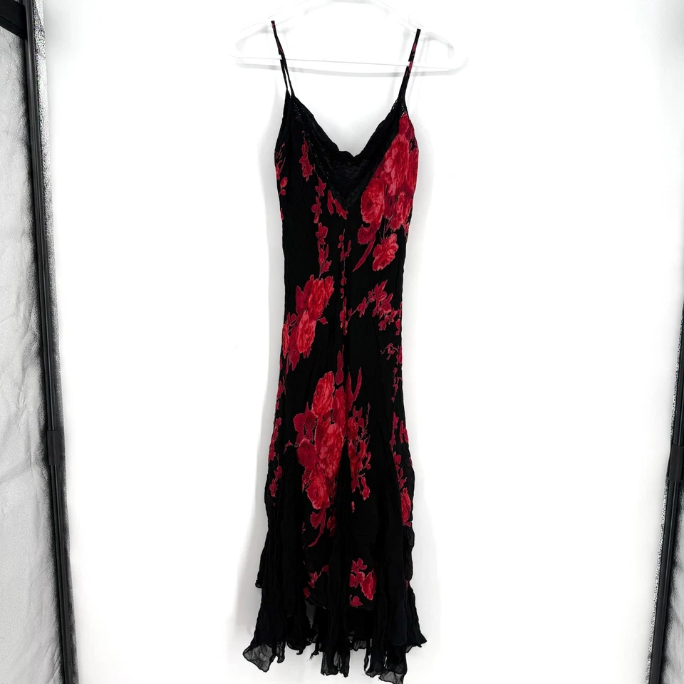 Vestido midi vintage Y2K Whimsigoth asimétrico gótico de hadas negro rojo romántico Foto 1 de 4