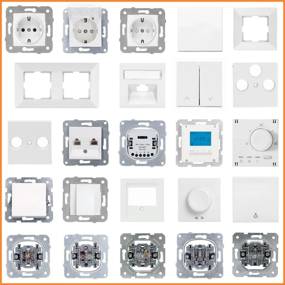 Voxura Concept Steckdose Schalter Taster Dimmer Wippe Rahmen Weiß Auswahl - Bild 1 von 1