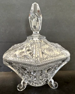Vintage Bleiglas Kristall Fußschale Bonboniere mit Deckel FF2 - Bild 1 von 11