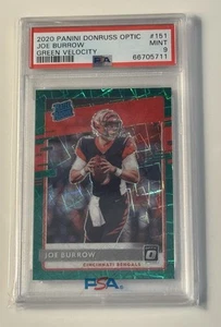 Joe Burrow RC* 2020 Panini Donruss Optic Rated Rookies Green Velocity #151 PSA 9 - Foto 1 di 2