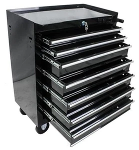 Werkzeugtruhen, 7 Schubladen Rollbarer Werkzeugschrank mit 7 Schubladen Schwarz - Bild 1 von 5