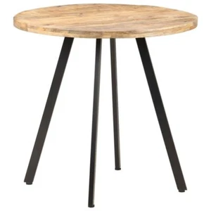 Round Dining Table Sturdy Wooden Top Iron Legs Handmade Kitchen Furniture 80cm - Picture 1 of 9