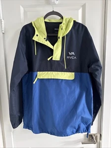RVCA Mens Windbreaker size large Blue And Yellow - EUC - Picture 1 of 7