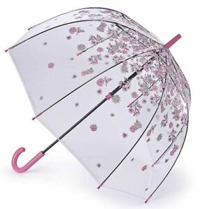 Pink floral  domed umbrella by Fulton.