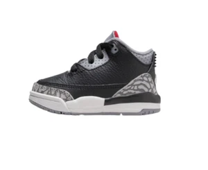 [DM0968-010] Air Jordan 3 Retro Toddler Black Cement Sneakers *NEW* - Picture 1 of 7