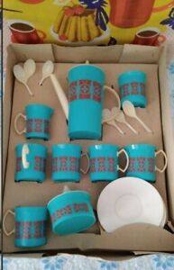 Vintage Child's coffee service in a box, doll play, 1960s USSR