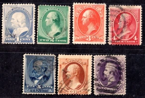 US 1887 SCOTT #212-218 COMPLETE SET USED MOSTLY LIGHT CANCELS - Picture 1 of 2