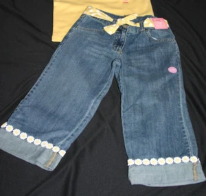 Gymboree LADY DAISY Denim Cuffed Capris Pants NWT 7 Adj Waistband - Picture 1 of 7