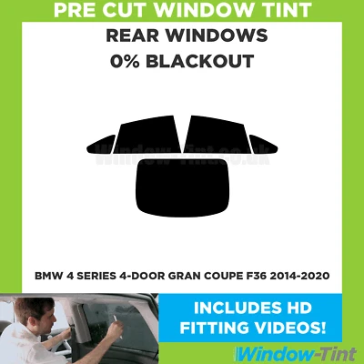 Pour BMW 4 Série 4-door Grand F36 14-20 Pré Coupe Vitre Teintée 0% Blackout Film - Image 1 of 4