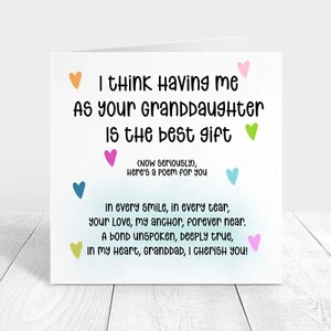 Personalised Birthday Card for Grandad from Granddaughter or Grandson Poem Gift - Picture 1 of 7