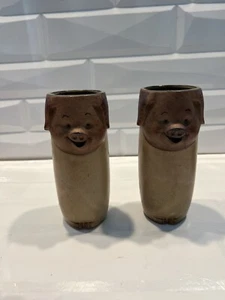 UCTCI Japan Glazed Pottery Happy Pig Vases - Picture 1 of 11