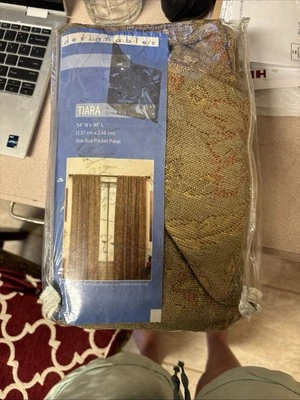 Designables Tiara 54 X 96 Curtain 1 Panel Rod Pocket New Golds Reds - Image 1 of 3