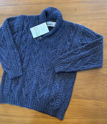 Aran Crafts Ireland Sweater NWT Mens M/L Fisherman Shawl Merino Wool Cable Knit - Image 1 of 4
