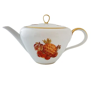 Jaeger Bavaria Orchard Pineapple Teapot Porcelain Gold Rim 35 oz - Picture 1 of 12